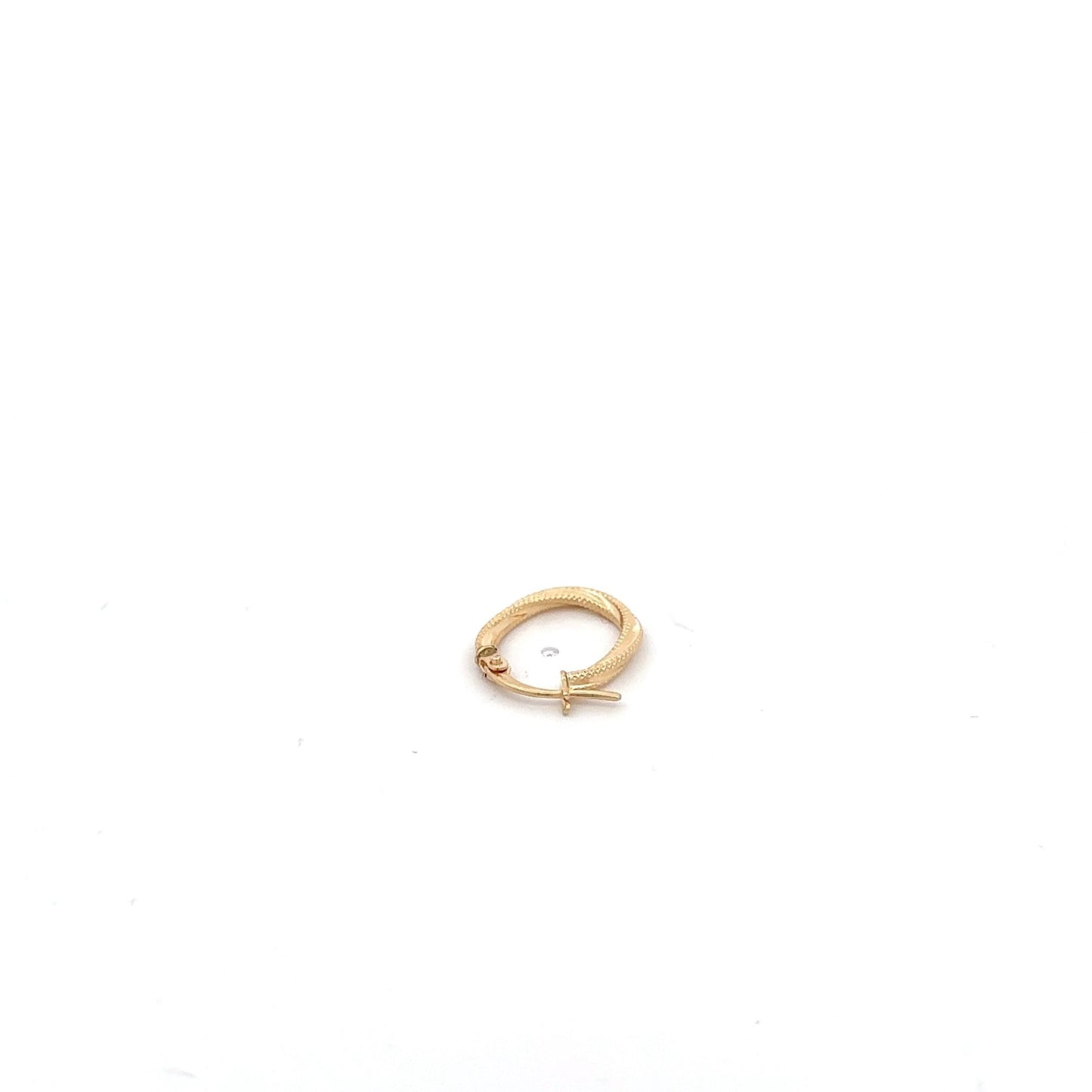 18K Gold Earring Hoop Oval Spiral textured One Piece Only - Rafant