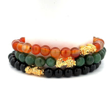 Load image into Gallery viewer, 18K Gold Pixiu Piyao Bracelet Natural Gemstones 8-10mm Birthstones Wealth Bracelet - Rafant
