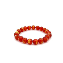 Load image into Gallery viewer, 18K Gold Money Ball Lucky Charm Beads Bracelet Gemstones Red Agate 8mm - Rafant
