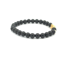 Load image into Gallery viewer, 18K Gold Dragon Pixiu Piyao Lucky Charm Beads Bracelet Gemstones Obsidian 6mm - Rafant
