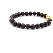 Load image into Gallery viewer, 18K Gold Dragon Pixiu Piyao Lucky Charm Beads Bracelet Gemstones Garnet 6mm - Rafant
