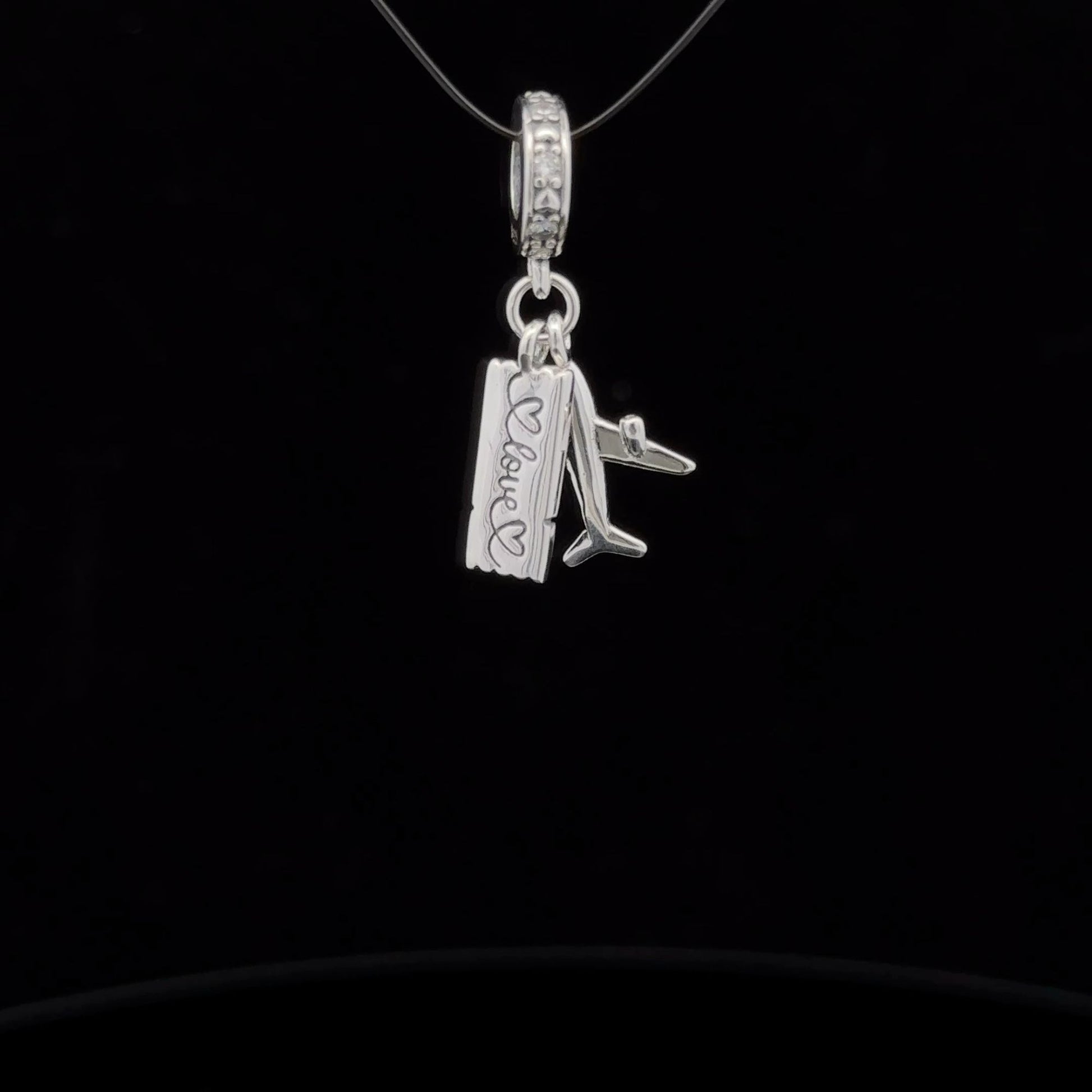 925 Sterling Silver Charm Bead Plane Ticket Travel For Charm Bracelet Necklace - Rafant