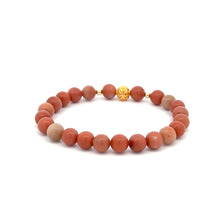 Load image into Gallery viewer, 18K Gold Money Ball Lucky Charm Beads Bracelet Gemstones Jade Indian Red 6mm - Rafant
