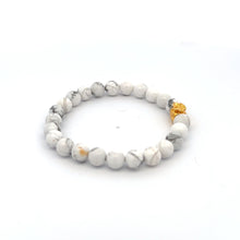 Load image into Gallery viewer, 18K Gold Charm Bracelet Natural White Howlite Gemstones 6mm Money Bag - Rafant
