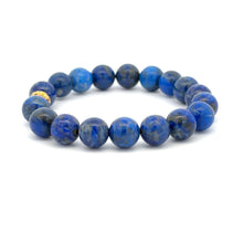 Load image into Gallery viewer, 18K Gold Money Ball Lucky Charm Beads Bracelet Gemstones Lapis Lazuli 8mm - Rafant
