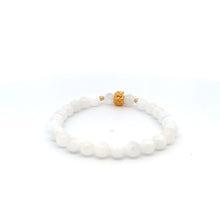 Load image into Gallery viewer, 18K Gold Money Bag Lucky Charm Beads Bracelet Gemstones White Jade 6mm - Rafant
