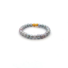 Load image into Gallery viewer, 24K Gold Piyao Pixiu Bracelet Freshwater Gray Pearls
