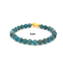 Load image into Gallery viewer, Real 18K Gold Piyao Pixiu Lucky Charm Bracelet Natural Apatite Gemstones 6mm-8mm - Rafant
