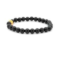 Load image into Gallery viewer, 18K Gold Money Ball Lucky Charm Beads Bracelet Gemstones Obsidian 6mm - Rafant
