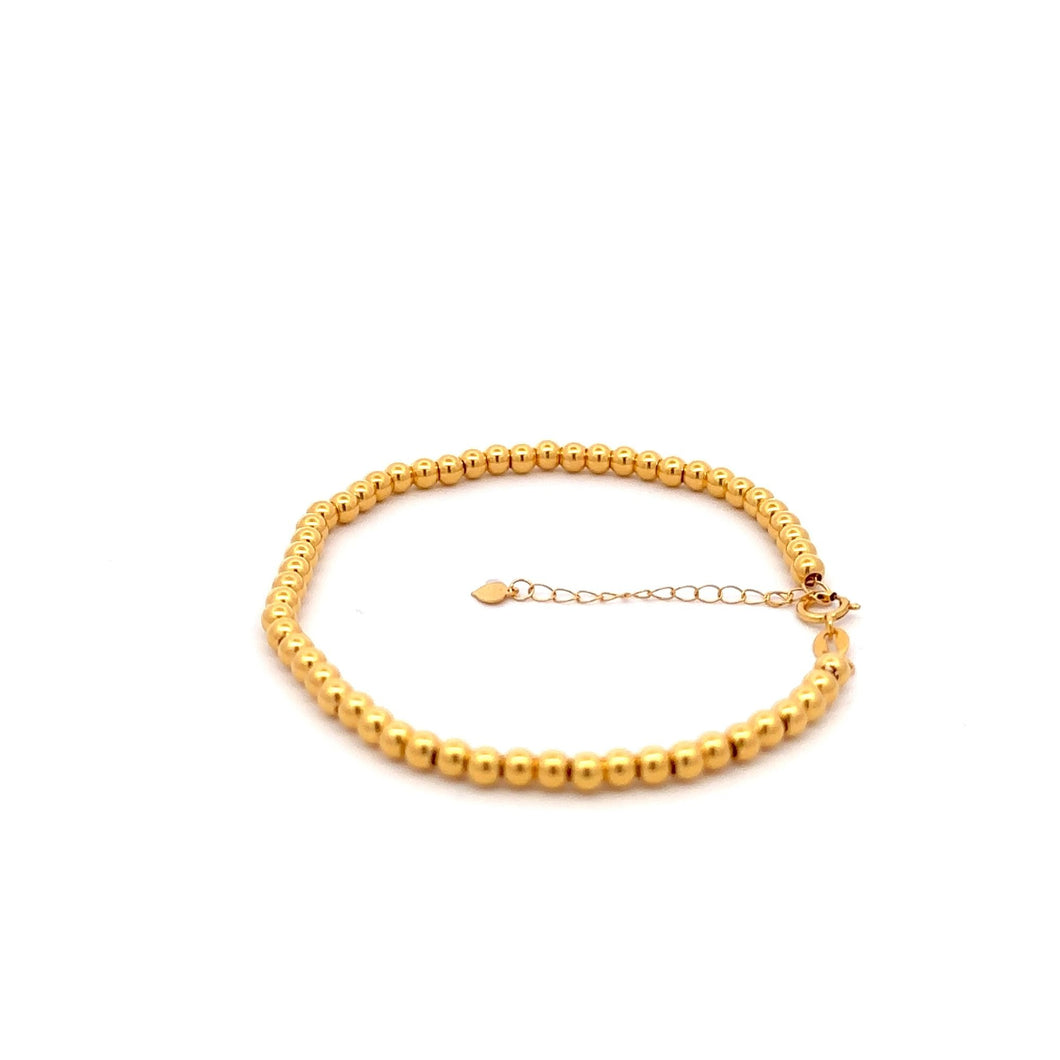 18K Gold Bracelet Beaded Balls Size 6 inches 1 inch Extension 1.18 grams - Rafant