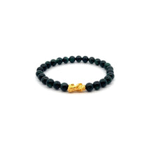 Load image into Gallery viewer, 24K Gold Piyao Pixiu Bracelet Natural Emerald Gemstone 6mm May Birthstone
