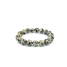 Load image into Gallery viewer, 18K Gold Money Ball Lucky Charm Beads Bracelet Gemstones Dalmatian Jasper 8mm - Rafant

