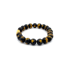 Load image into Gallery viewer, 18K Gold Dragon Pixiu Piyao Lucky Charm Bracelet Gemstones Black Agate Dragon 7.5-8mm - Rafant
