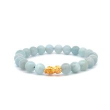 Load image into Gallery viewer, 18K Gold Pixiu Piyao Bracelet Natural Gemstones 8-10mm Birthstones Wealth Bracelet - Rafant
