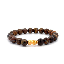 Load image into Gallery viewer, 18K Gold Pixiu Piyao Bracelet Natural Gemstones 8-10mm Birthstones Wealth Bracelet - Rafant
