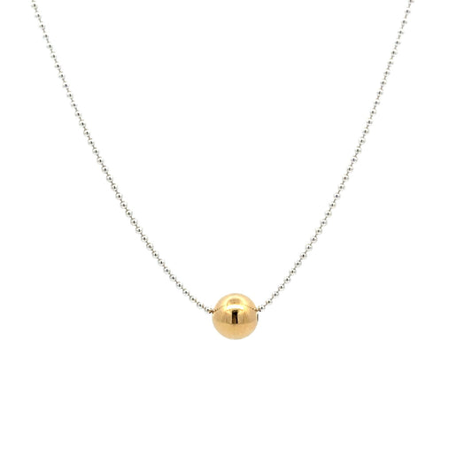 925 Sterling Silver Add-a-Bead Chain with 18k Solid Gold Accent, Customizable Minimalist Necklace Interchangeable Design - Rafant