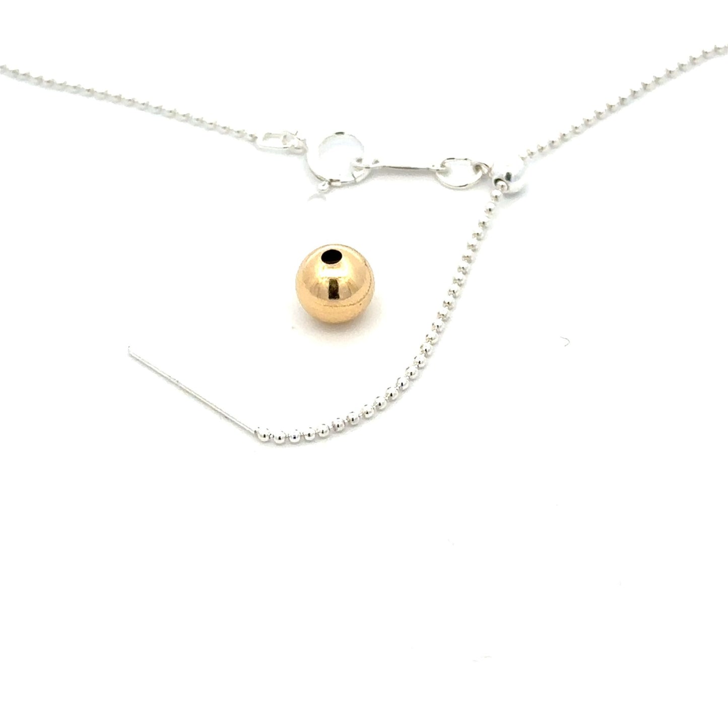 925 Sterling Silver Add-a-Bead Chain with 18k Solid Gold Accent, Customizable Minimalist Necklace Interchangeable Design - Rafant