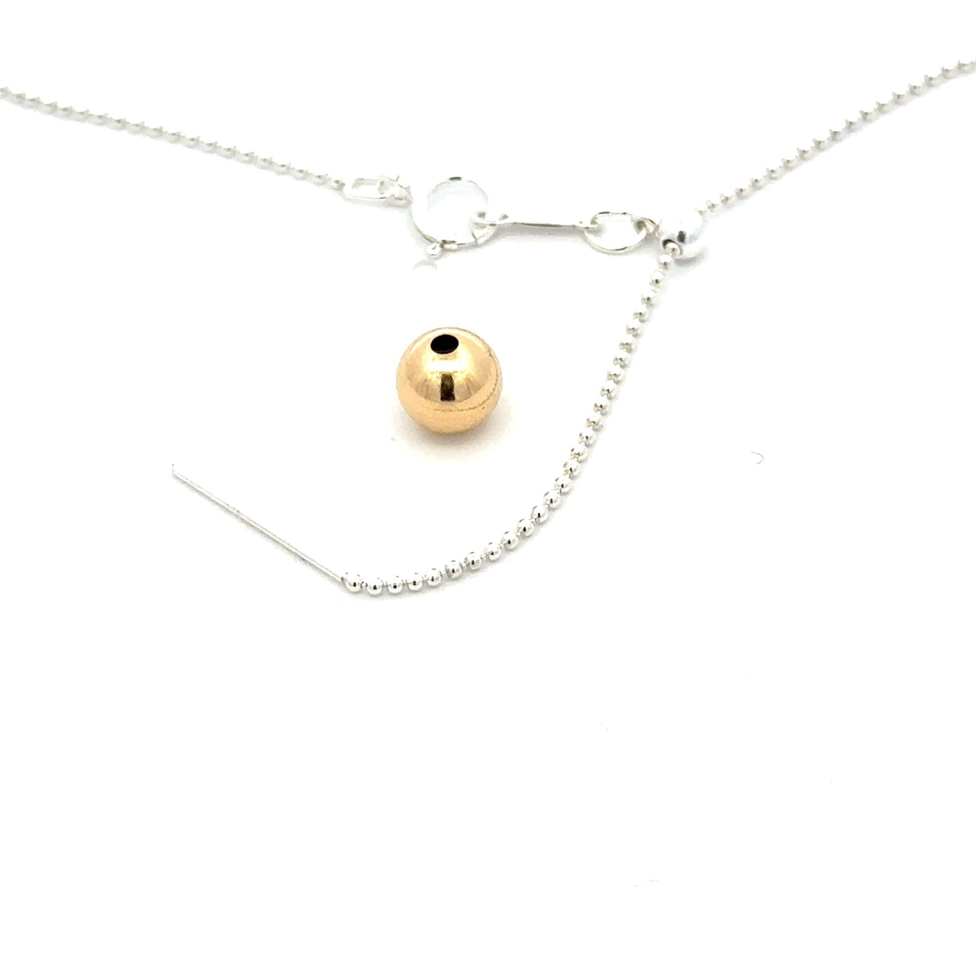 925 Sterling Silver Add-a-Bead Chain with 18k Solid Gold Accent, Customizable Minimalist Necklace Interchangeable Design - Rafant