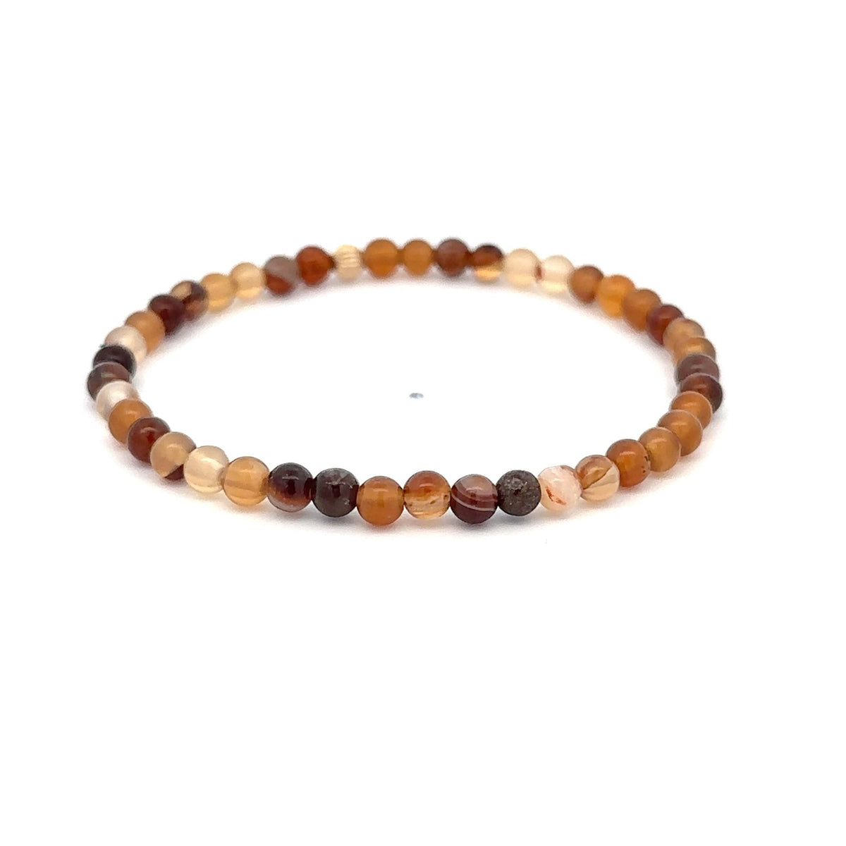 Multicolor Agate Stretch Bracelet with 14K Gold Bead, 4mm, 6.5″
