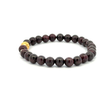 Load image into Gallery viewer, 18K Gold Money Ball Lucky Charm Beads Bracelet Gemstones Garnet 6mm - Rafant

