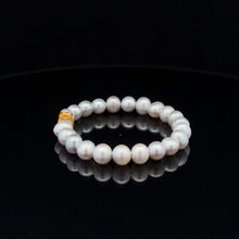 Load image into Gallery viewer, 24K Yellow Gold Money Bag Lucky Bracelet Natural Freshwater Pearl Light Grey Gemstones - Rafant
