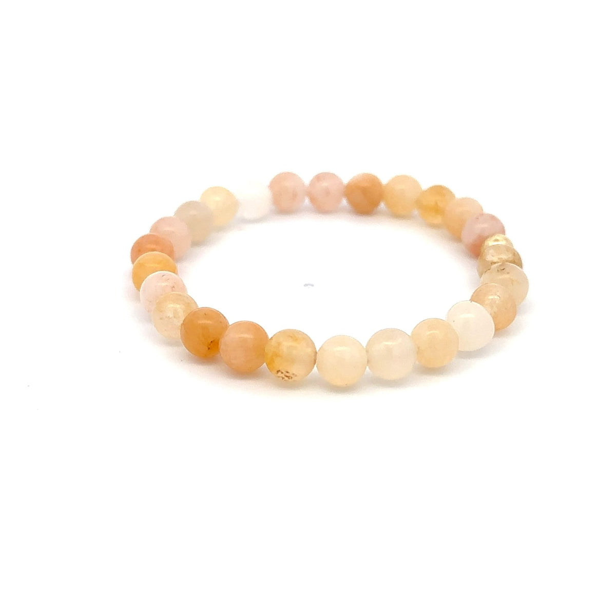 Natural Aventurine Multicolor 6mm Stretchable Bracelet 18k Gold Bead Charm - Rafant