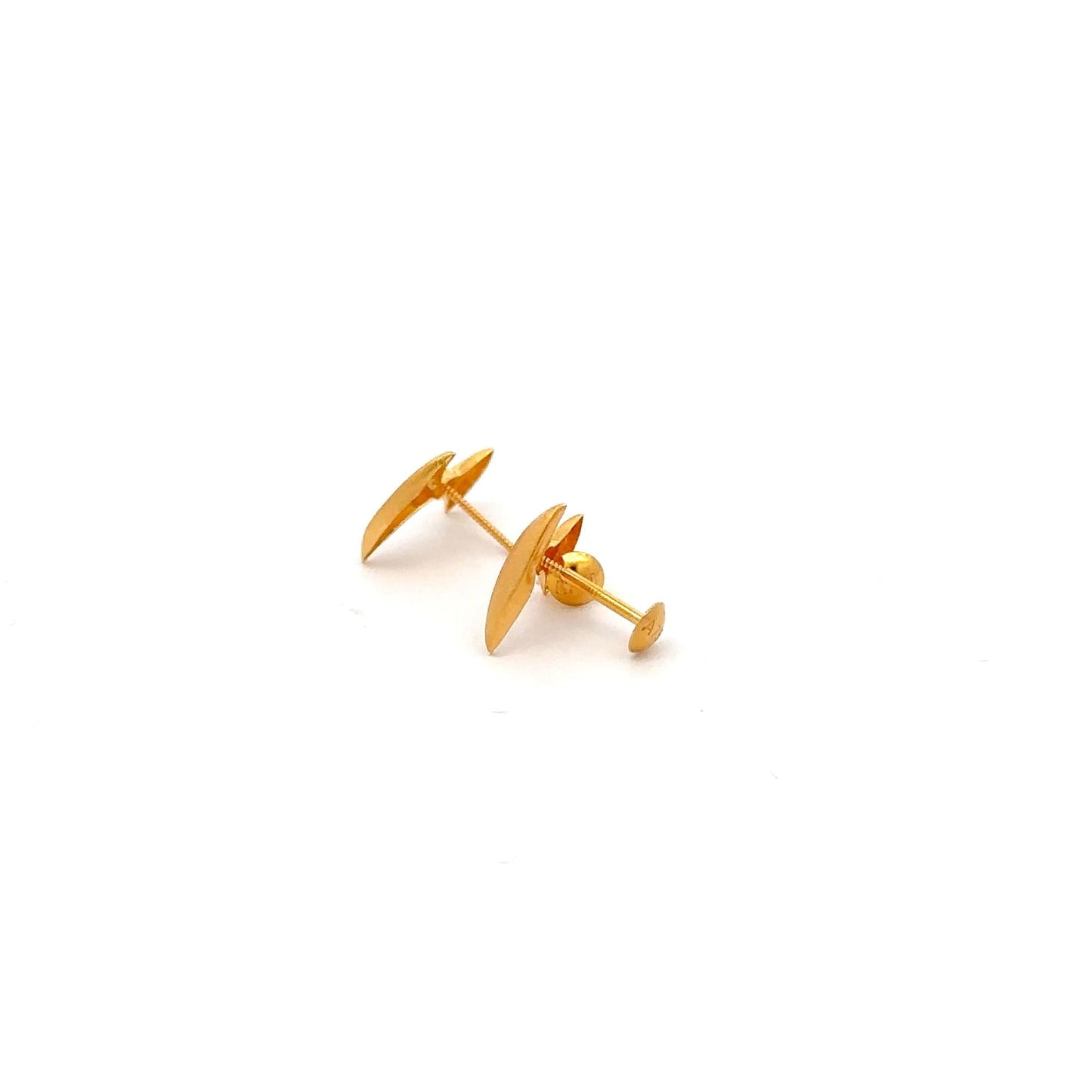 18K Gold Earrings Stud Screw Type Small - Rafant
