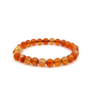 Load image into Gallery viewer, 18K Gold Money Ball Lucky Charm Beads Bracelet Gemstones Carnelian 6mm - Rafant

