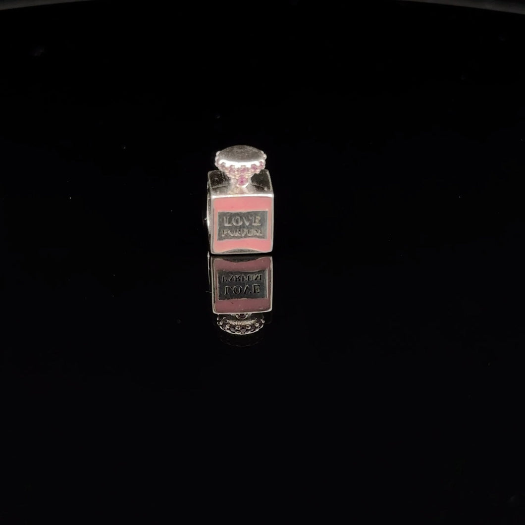 925 Sterling Silver Charm Bead Pink Perfume Bottle For Charm Bracelet Necklace - Rafant
