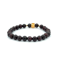 Load image into Gallery viewer, 18K Gold Money Bag Lucky Charm Beads Bracelet Gemstones Garnet 6mm - Rafant
