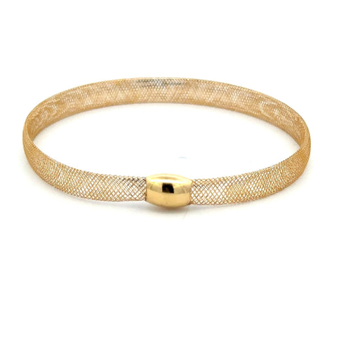 18K Gold Bracelet Mesh Soft Bangle Flexible Size 6.25 - Rafant