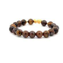 Load image into Gallery viewer, 18K Gold Dragon Pixiu Piyao Lucky Charm Bead Bracelet Gemstones Tiger&#39;s Eye 8mm - Rafant
