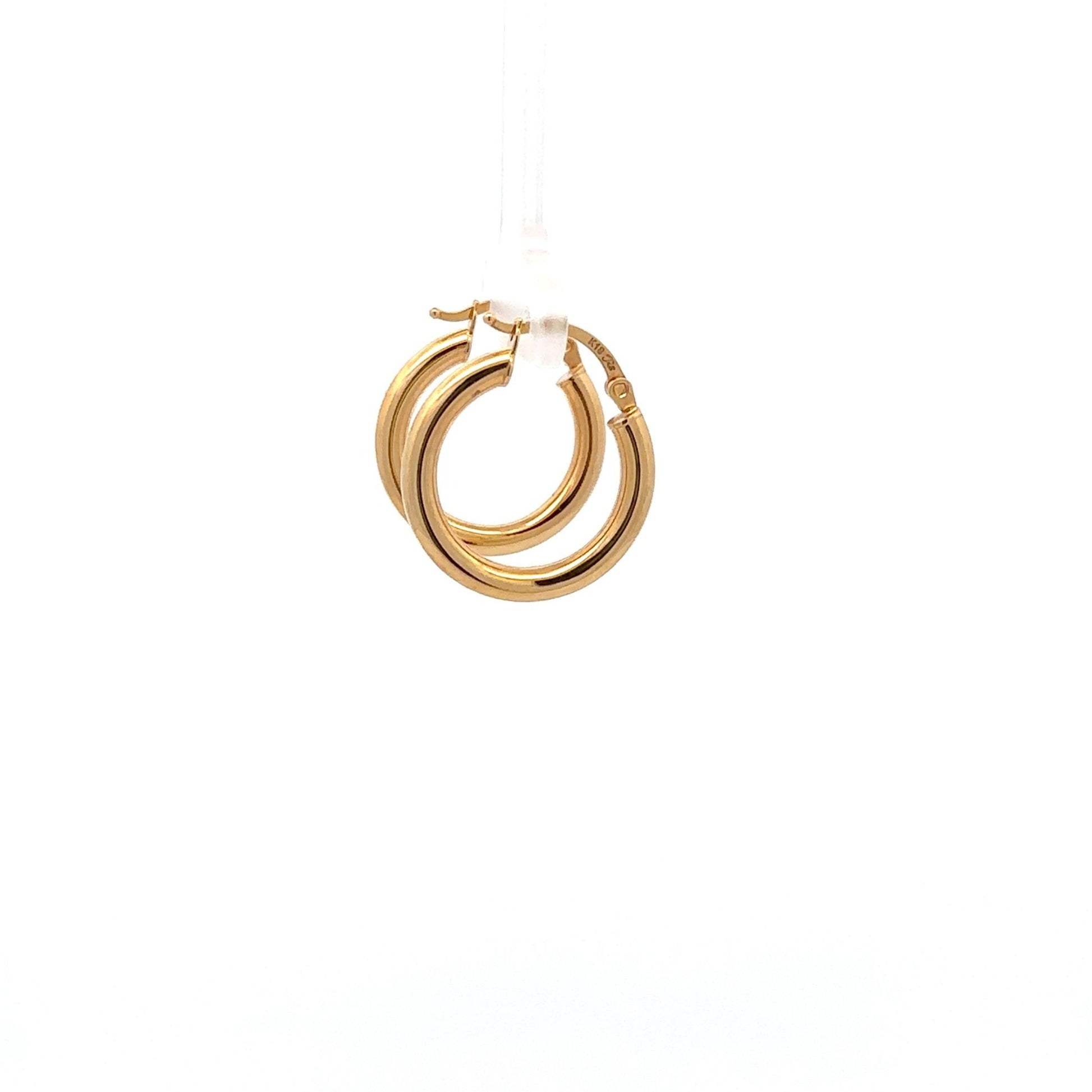 18K Gold Earrings Hoops Round Polished - Rafant