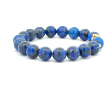 Load image into Gallery viewer, 18K Gold Money Bag Lucky Charm Beads Bracelet Gemstones Lapis Lazuli 8mm - Rafant
