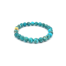 Load image into Gallery viewer, 18K Gold Money Bag Lucky Charm Beads Bracelet Gemstones Turquoise 6mm - Rafant
