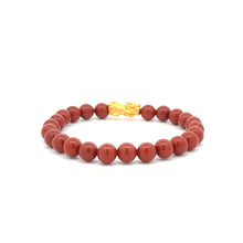 Load image into Gallery viewer, 24K Gold Piyao Pixiu Lucky Charm Bracelet Gemstones Red Jasper 6mm - Rafant
