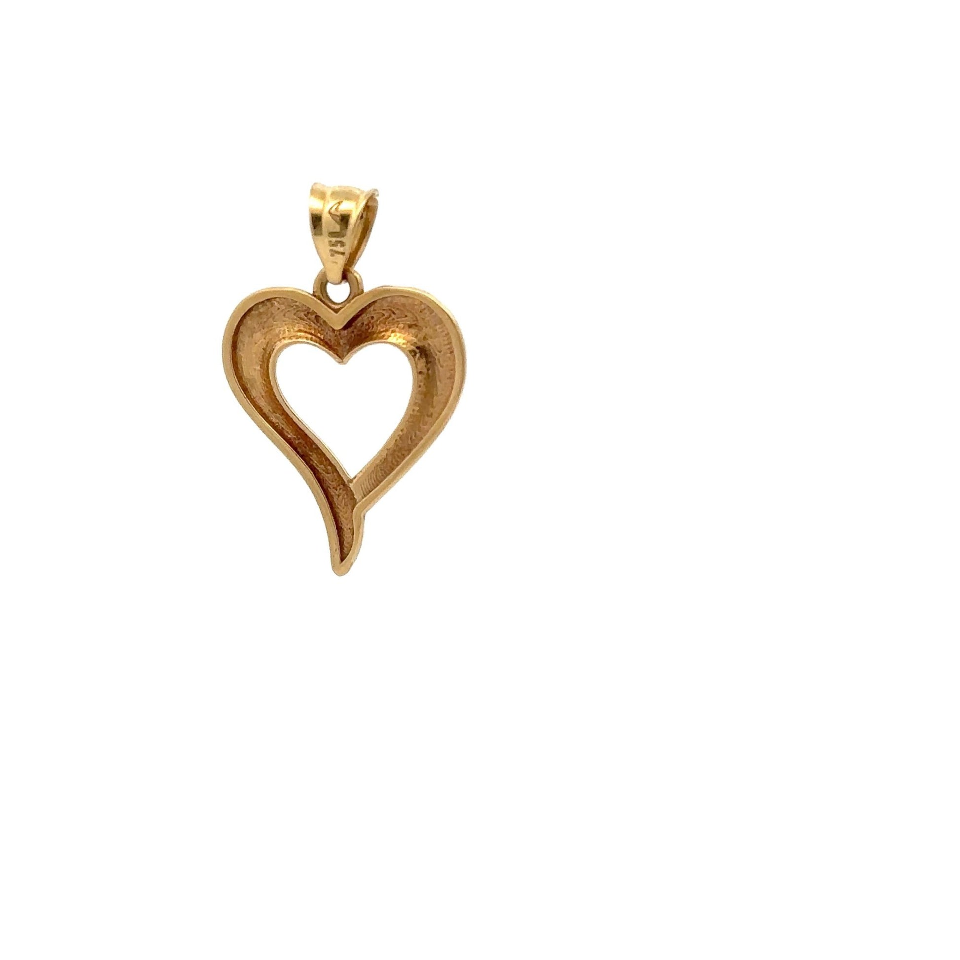 18K Gold Pendant Heart Two Tone White Yellow Gold 1.02 grams - Rafant