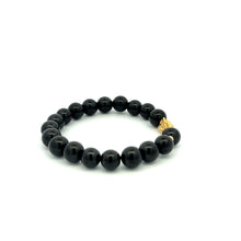 Load image into Gallery viewer, 18K Gold Dragon Pixiu Piyao Lucky Bracelet Beads Gemstone Black Tourmaline 8mm - Rafant
