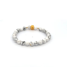 Load image into Gallery viewer, 18K Gold Money Bag Lucky Charm Beads Bracelet Gemstones White Howlite 6mm - Rafant
