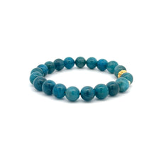 Load image into Gallery viewer, 18K Gold Money Ball Lucky Charm Beads Bracelet Gemstones Apatite 8mm - Rafant
