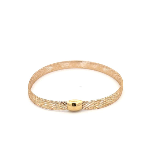 18K Gold Bracelet Mesh Soft Bangle 6.5 inches 0.82 grams - Rafant