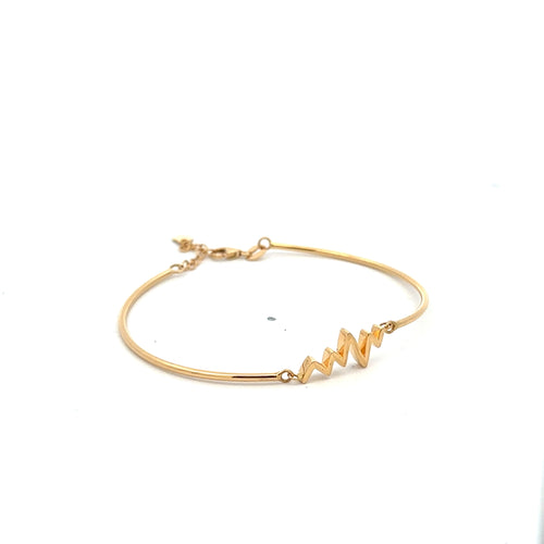 18K Gold Bracelet Bangle Heart Beat Small ExtraSmall 3.95grams - Rafant
