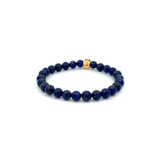 Load image into Gallery viewer, 18K Gold Money Bag Lucky Charm Bracelet Gemstones Lapis Lazuli 6mm - Rafant
