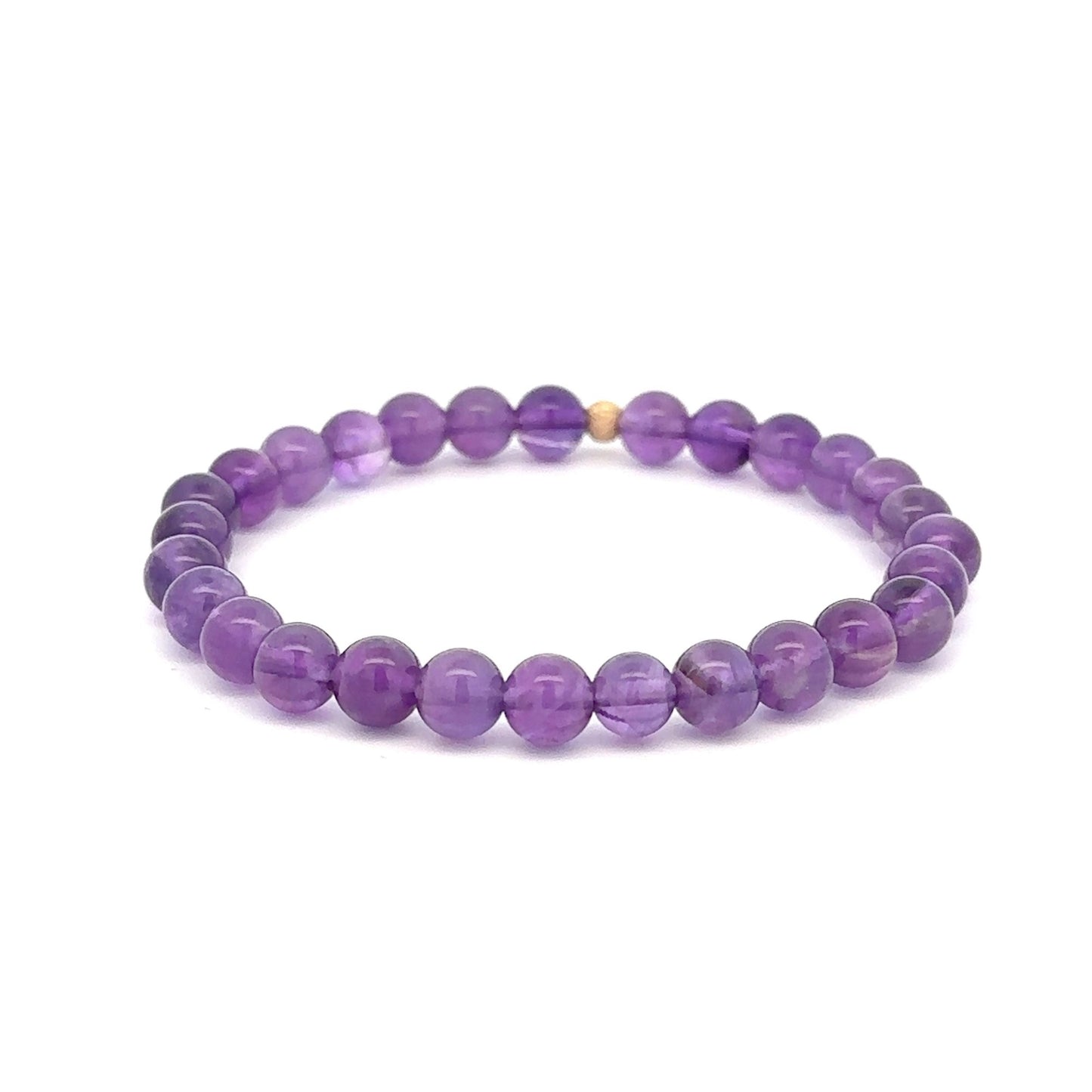 Natural Gemstones Amethyst 4mm 6mm Stretch Bracelet 14k Gold Bead Choose Stardust,Polished,Corrugated - Rafant