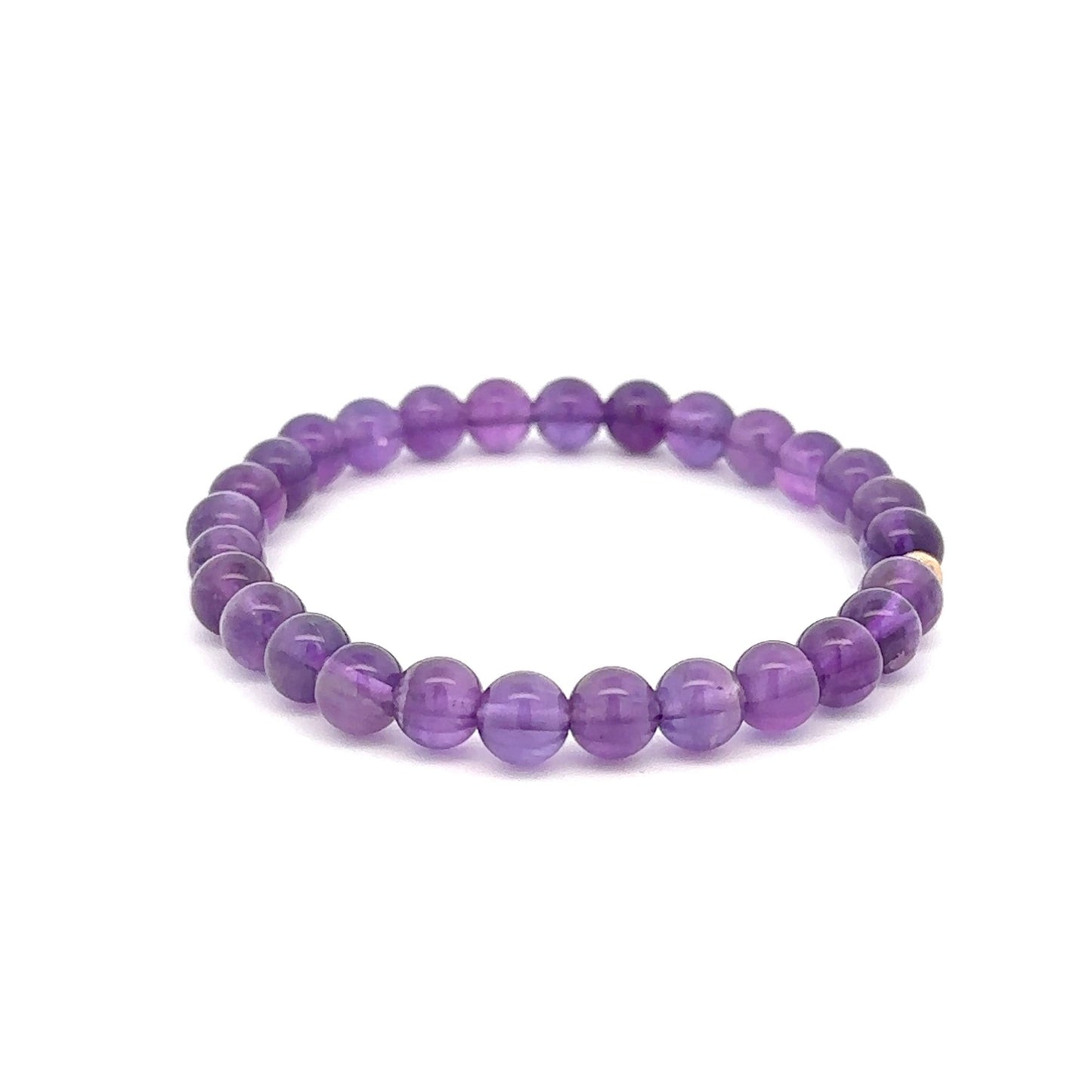 Natural Gemstones Amethyst 4mm 6mm Stretch Bracelet 14k Gold Bead Choose Stardust,Polished,Corrugated - Rafant