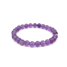 Load image into Gallery viewer, Natural Gemstones Amethyst 4mm 6mm Stretch Bracelet 14k Gold Bead Choose Stardust,Polished,Corrugated

