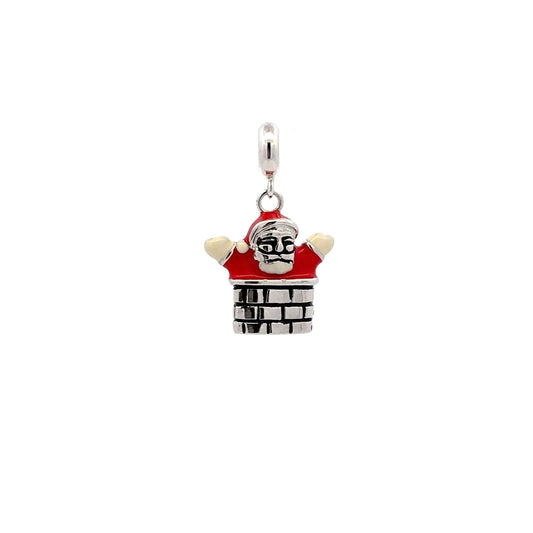 925 Sterling Silver Charm Happy Santa Claus Christmas Holiday For Charm Bracelet Necklace - Rafant