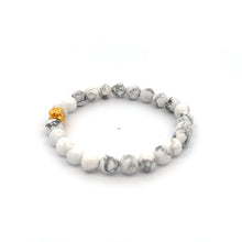 Load image into Gallery viewer, 18K Gold Charm Bracelet Natural White Howlite Gemstones 6mm Money Bag - Rafant
