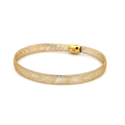18K Gold Bracelet Mesh Soft Bangle Size 6 Flexible - Rafant
