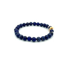 Load image into Gallery viewer, 18K Gold Money Bag Lucky Charm Beads Bracelet Gemstones Lapis Lazuli 6mm - Rafant
